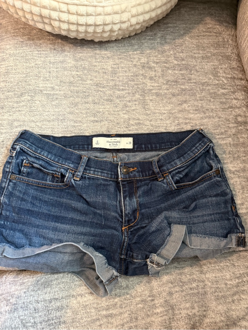 Abercrombie & Fitch Indigo Denim Rolled Cutoff Shorts